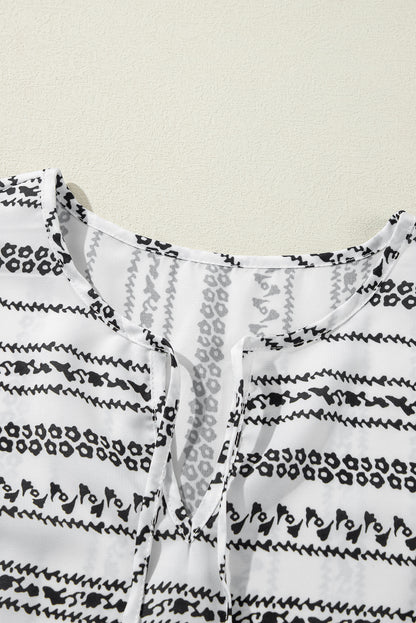 Island Black Stripe V Neck Bell Sleeve High Waist Mini Dress